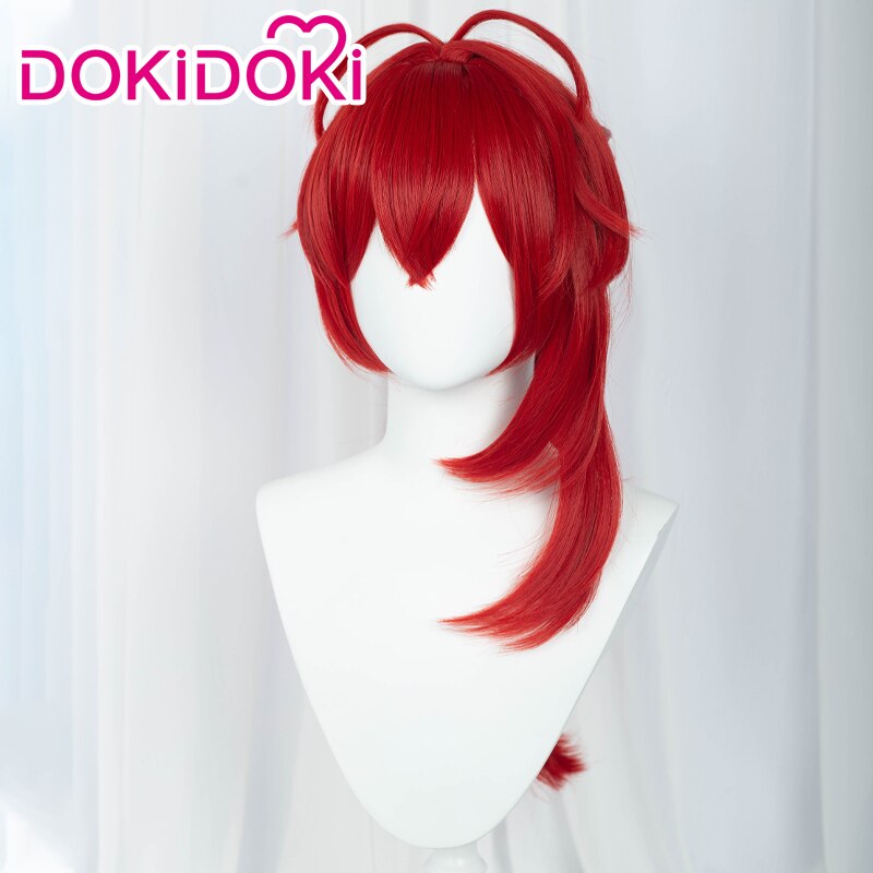 【Ready For Ship】DokiDoki Game Genshin Impact Diluc High Ponytail Cosplay Long Hair