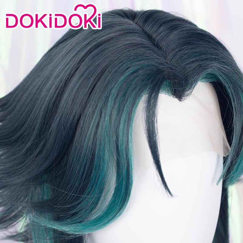 【Ready For Ship】【Front Lace】DokiDoki Game Genshin Impact Cosplay Xiao Wig Short Green Wig