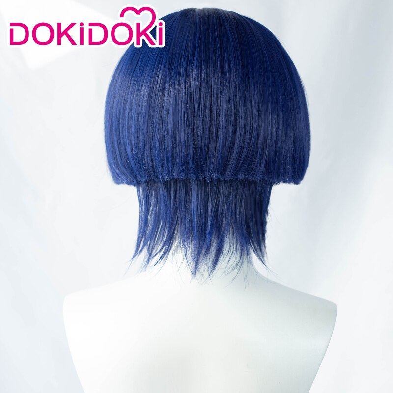 【Ready For Ship】DokiDoki Game Genshin Impact  Scaramouche Cosplay Wig Short Blue