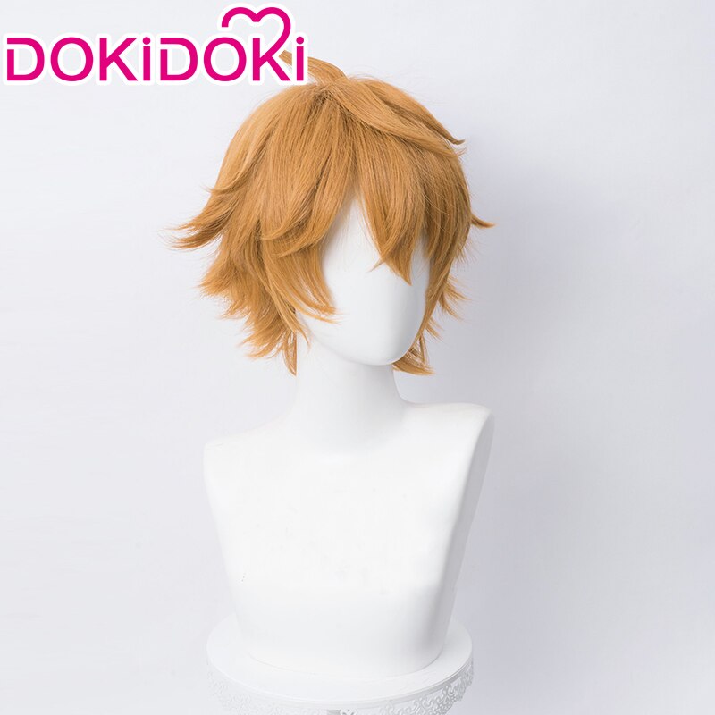 【Ready For Ship】DokiDoki Game Genshin Impact Cosplay Tartaglia Cosplay Wig Men Childe Short Orange Wig