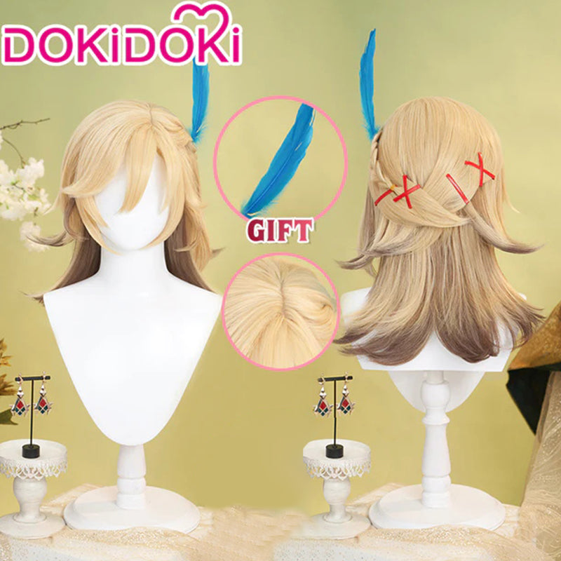 【US/EU LOCAL SHIPPING 】DokiDoki Game Genshin Impact Cosplay Kaveh Cosplay Short Blonde Wig / Earrings