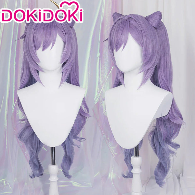 【Ready For Ship】DokiDoki Game Genshin Impact Keqing Cosplay Wig Ke Qing Long Curly Purple Wig