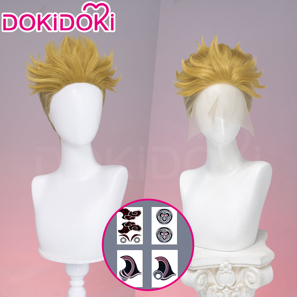 【EU Local Shipping】DokiDoki Anime GACHIAKUTA Cosplay Enjin Wig / Tattoo Short Spiky Blonde Hair
