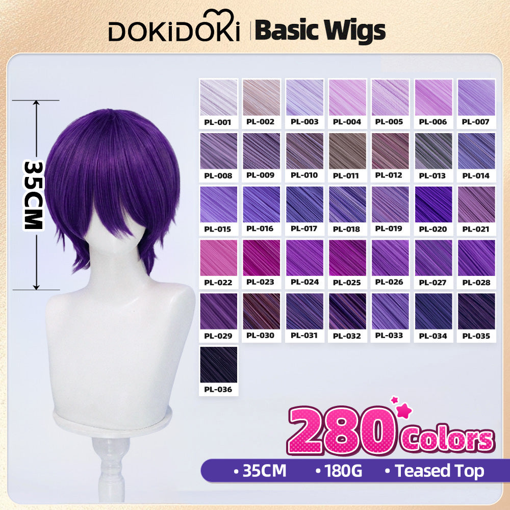 【Partially Ready For Ship】【Purple】【Teased Top】DokiDoki Cosplay Wig Basic Wig Short Straight Purple 35 CM Hair Wig Base