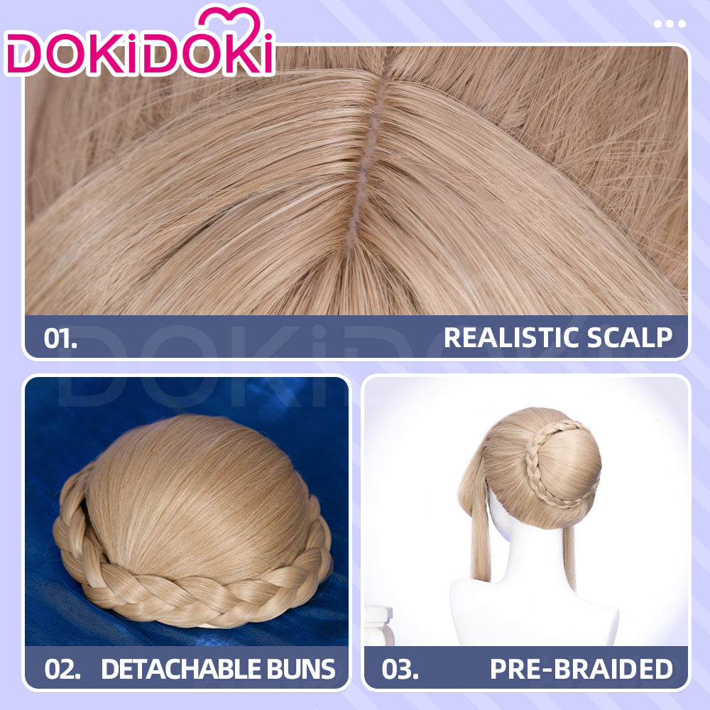 【US LOCAL SHIPPING 】DokiDoki Game Genshin Impact Cosplay Sandrone Wig Long Straight Brown Hair Marionette Song of the Welkin Moon
