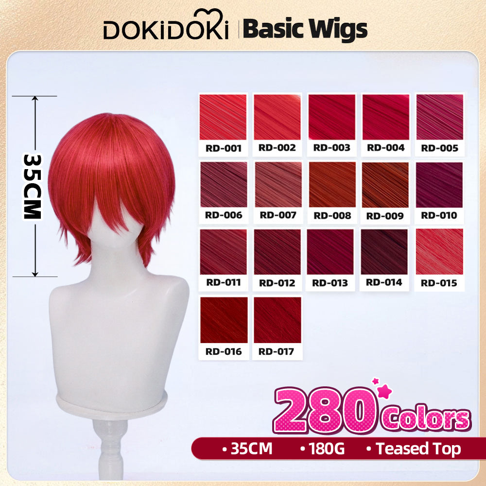 【Partially Ready For Ship】【Red】【Teased Top】DokiDoki Cosplay Wig Basic Wig Short Straight Red 35 CM Hair Wig Base