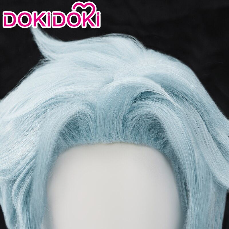 【Ready For Ship】DokiDoki Game Genshin Impact Fatui Harbinger Cosplay  Il Dottore Wig / Earrings Short Curly Blue