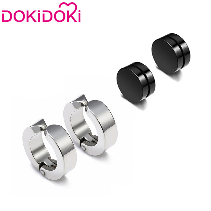 【Ready For Ship】DokiDoki Game Genshin Impact Cosplay Fontaine Wriothesley Wig Short Black Grey / Earring / Wefts