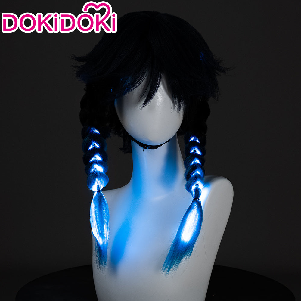 【Ready For Ship】【Gradient Ver】DokiDoki Game Genshin Impact Venti Cosplay Wig Black Blue Wig/ Head Accessory
