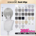 【Partially Ready For Ship】【Teased Top】DokiDoki Cosplay Wig Basic Wig Short Straight Black White Silver 35 CM Hair Wig Base