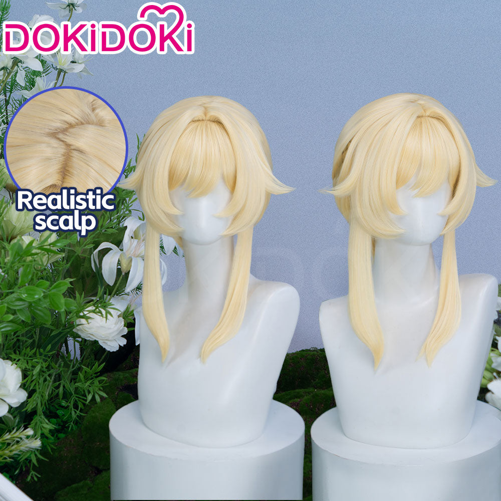 【Ready For Ship】DokiDoki Game Genshin Impact Cosplay Traveler Lumine Wig / Head Accessory Long Blonde Hair Ying As Heaven and Earth Are Made Anew