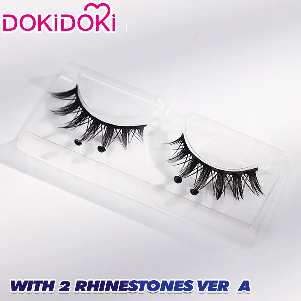 【Partially Ready For Ship】DokiDoki Game Genshin Impact Cosplay Focalors Black False Eyelashes With Rhinestones Furina Fontaine