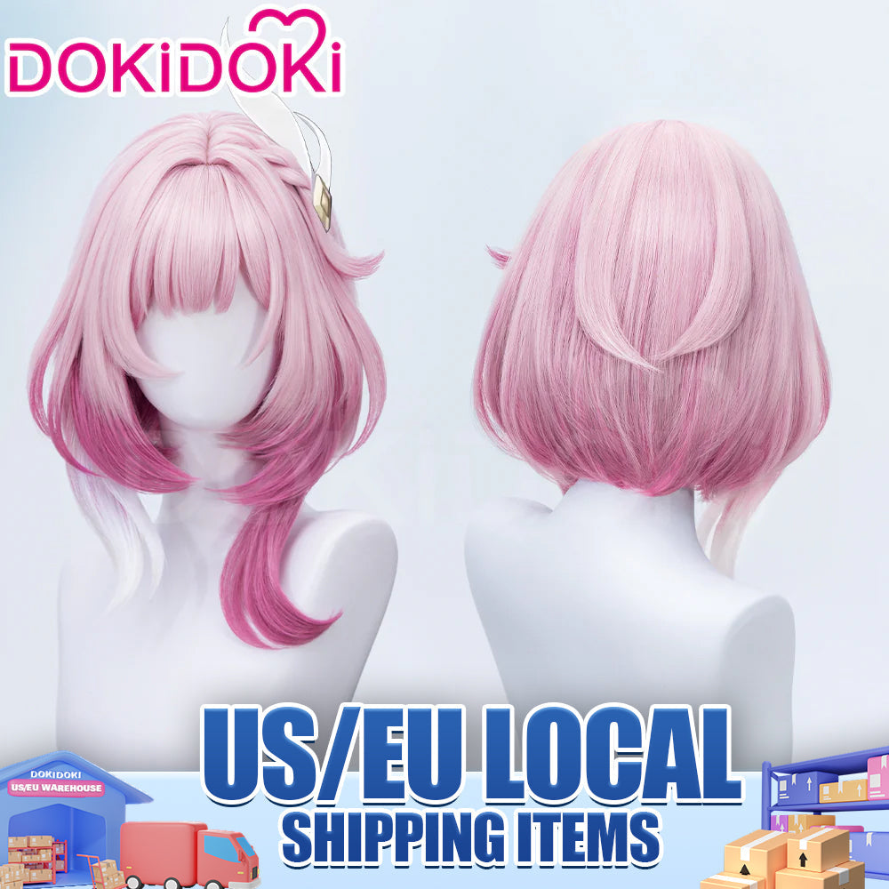 【EU LOCAL SHIPPING 】DokiDoki Game Honkai: Star Rail Cosplay Cyrene Wig Short Curly Light Dark Pink Gradient Hair / Head Accessory Set