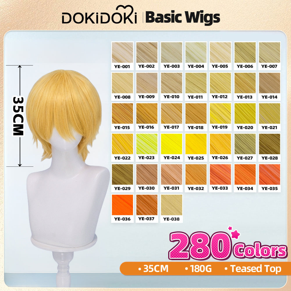 【Partially Ready For Ship】【Yellow】【Teased Top】DokiDoki Cosplay Wig Basic Wig Short Straight Yellow 35 CM Hair Wig Base