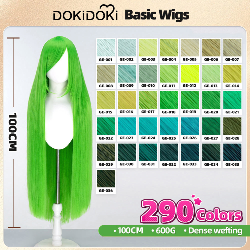 【Partially Ready For Ship】【Green】DokiDoki Cosplay Wig Basic Wig Long Straight Green 100 CM Hair Wig Base