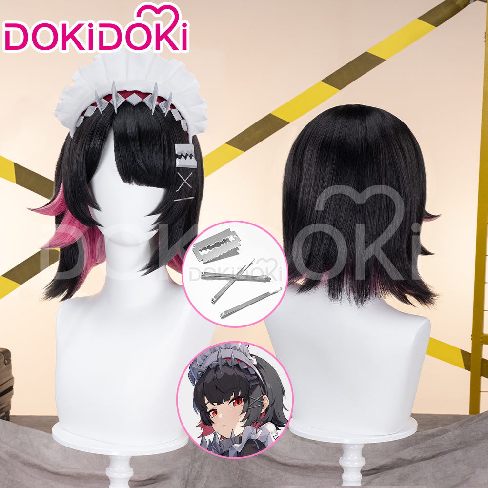 【Partially Ready For Ship】DokiDoki Game Zenless Zone Zero Cosplay  Ellen Joe Wig / Hair Clip / Earring / Hairband Short Black Red Highlight Hair