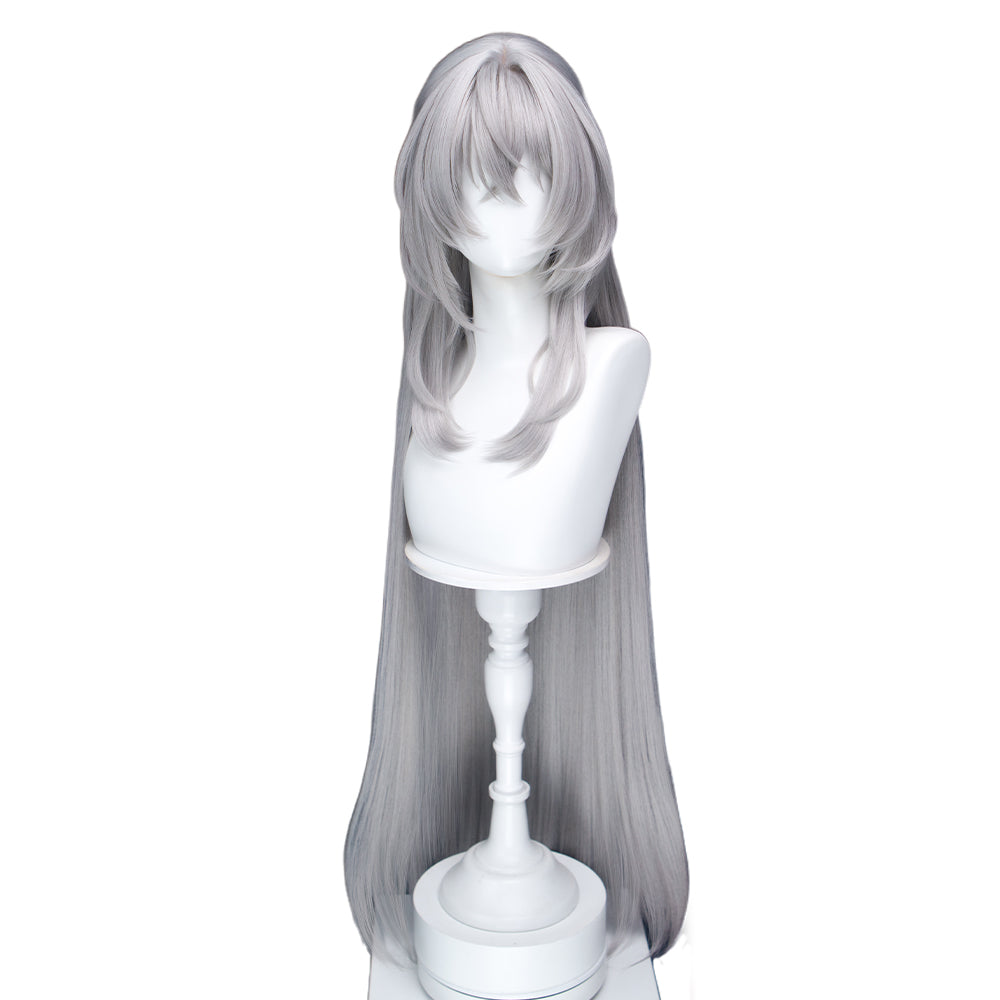 【Long Ver Ready For Ship】DokiDoki Game Zenless Zone Zero Cosplay Lady Sunbringer / Lindverne Sunbringer Wig Long Straight Silver Hair Twin Tails ZZZ