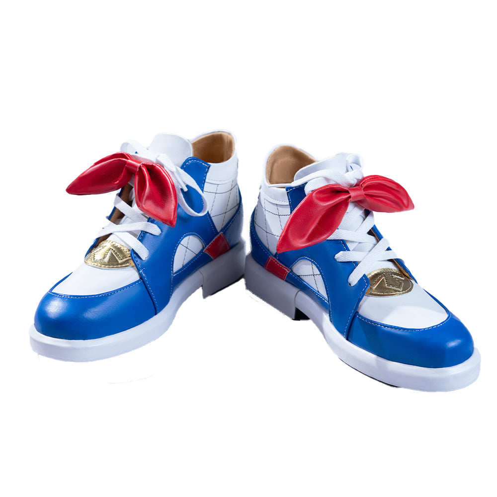 DokiDoki Game Cosplay Shoes Whte Blue Red Bow Boots