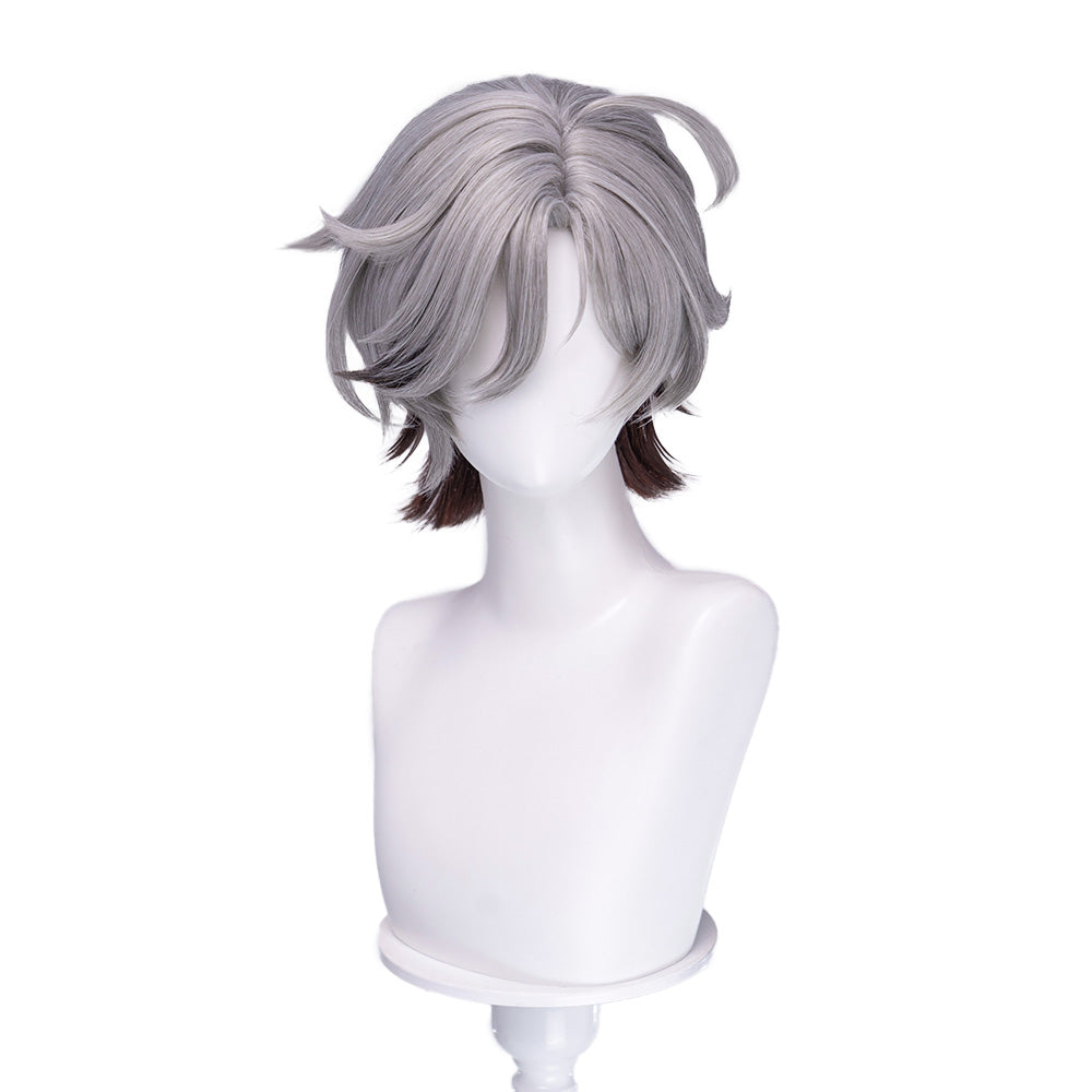 【Ready For Ship】DokiDoki Game Genshin Impact Cosplay Illuga Wig Short Grey Brown Hair