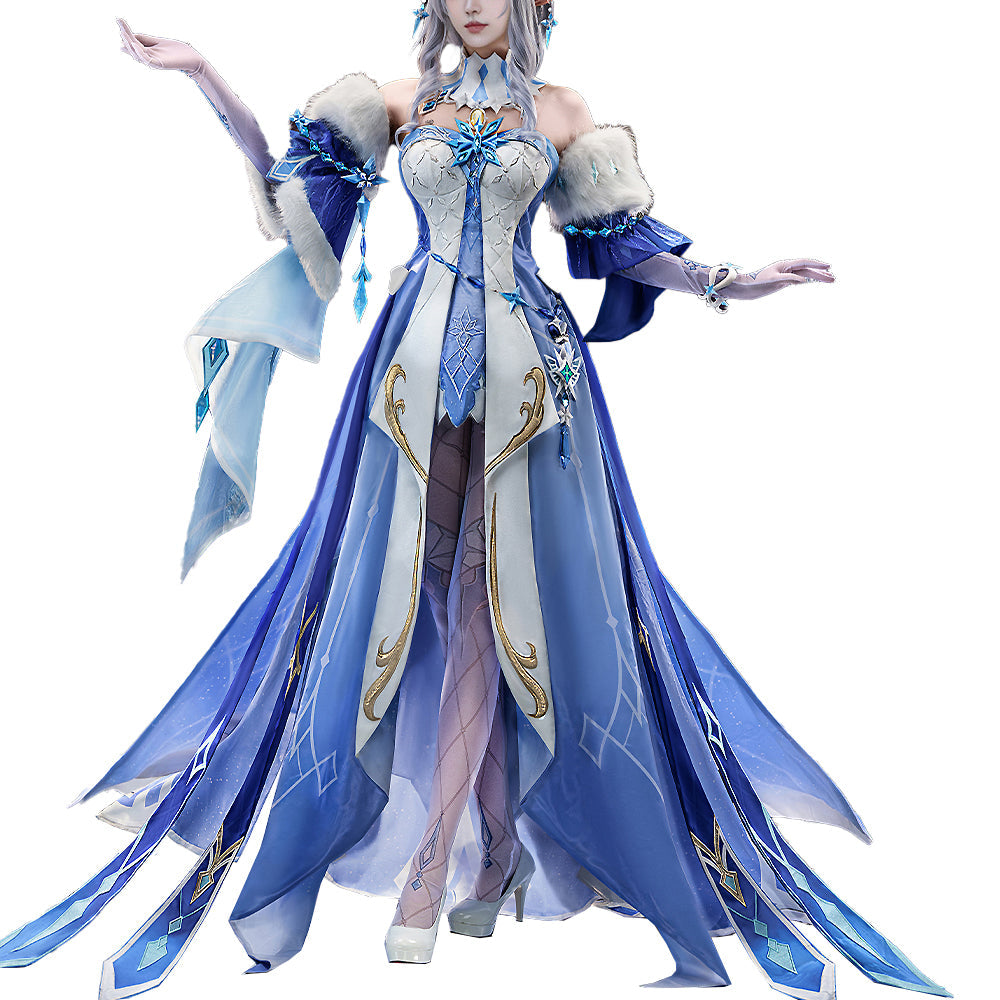 【Size XS-3XL】DokiDoki-R Game Genshin Impact Cosplay Tsaritsa Costume / Crown Anastasya Feodorovna Snezhnaya Sudden Snow