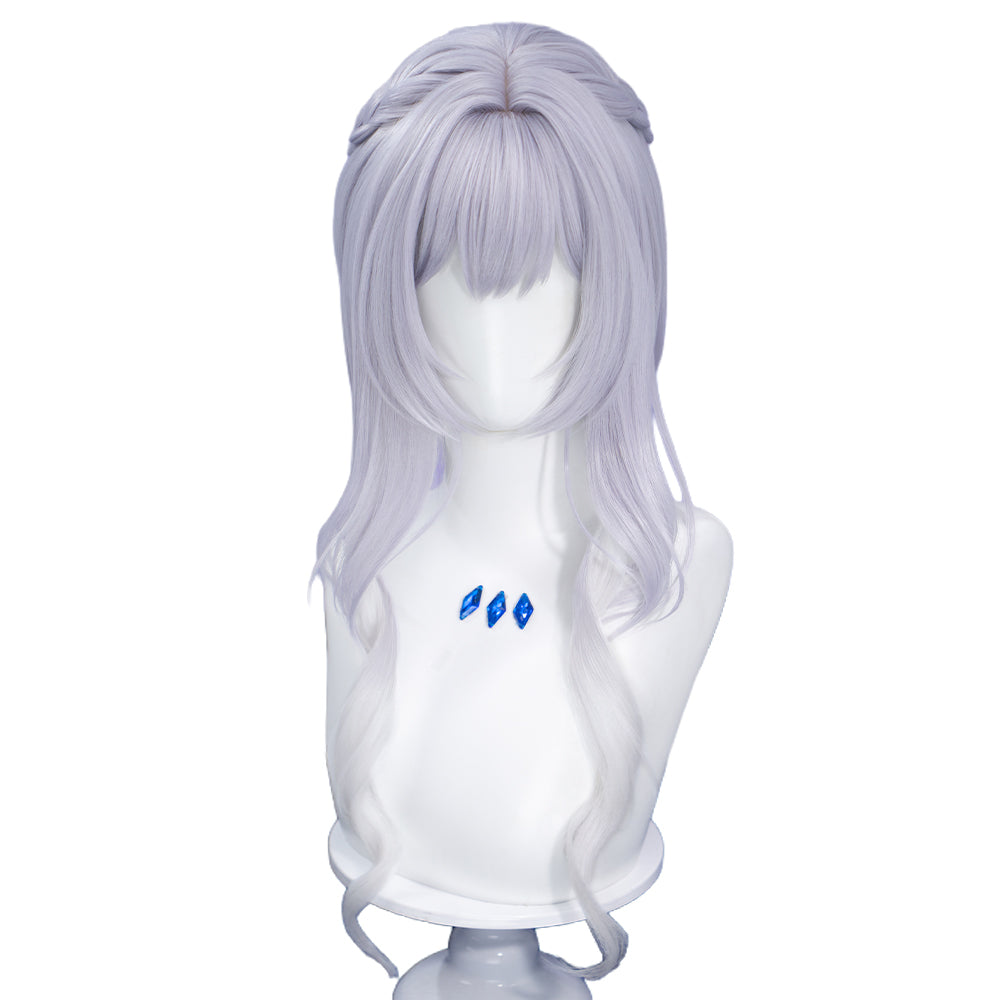【Partially Ready For Ship】DokiDoki Game Genshin Impact Cosplay Tsaritsa Wig / Crown / Elf Ears / Earrings Long Curly Silver Hair Kokoshnik Anastasya Feodorovna Snezhnaya Sudden Snow