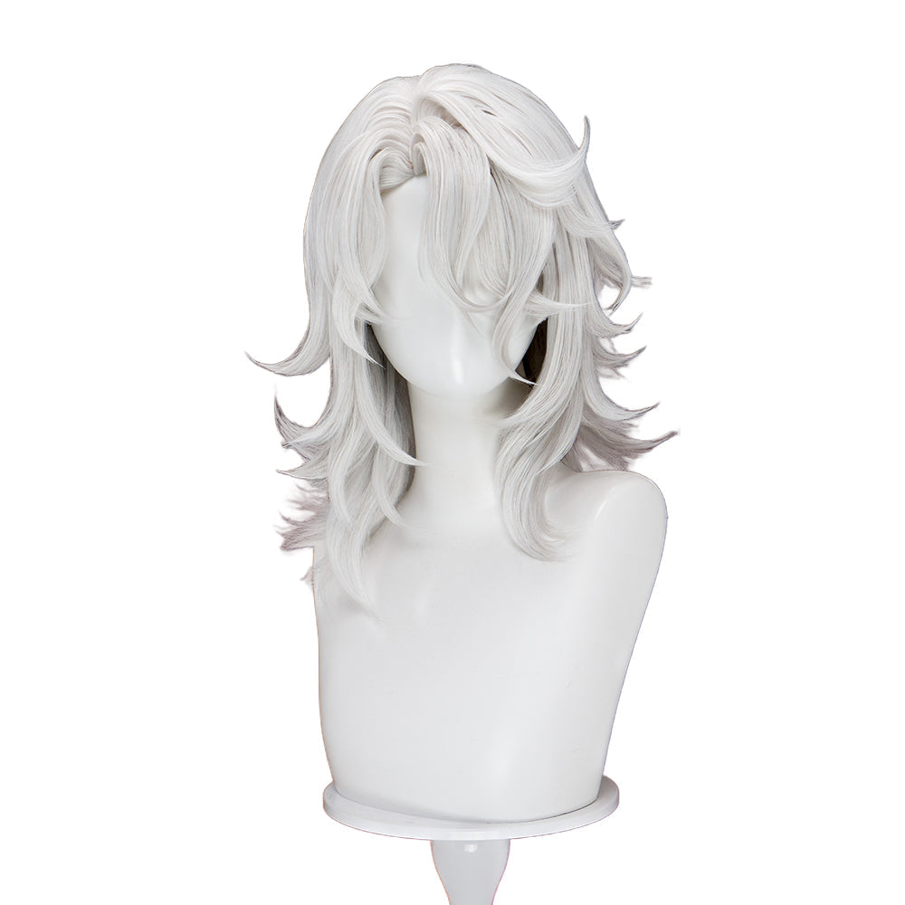 【Ready For Ship】DokiDoki Game Genshin Impact Cosplay Rerir Wig Long Curly White / Dark Hair Racher of Solnari