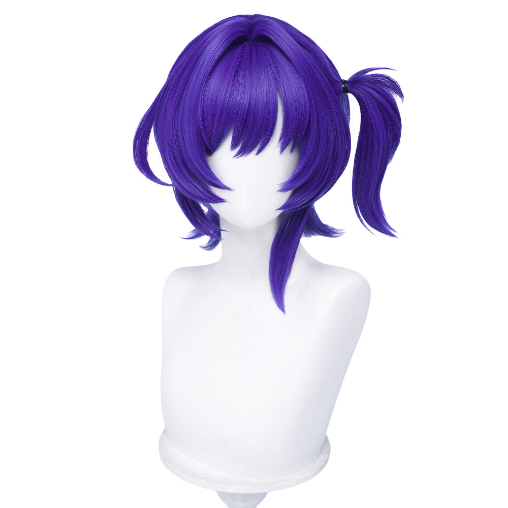 【Ready For Ship】DokiDoki Game Genshin Impact Cosplay Prune Wig Short Purple Hair Pre Braided Childlike Dreams Cherished