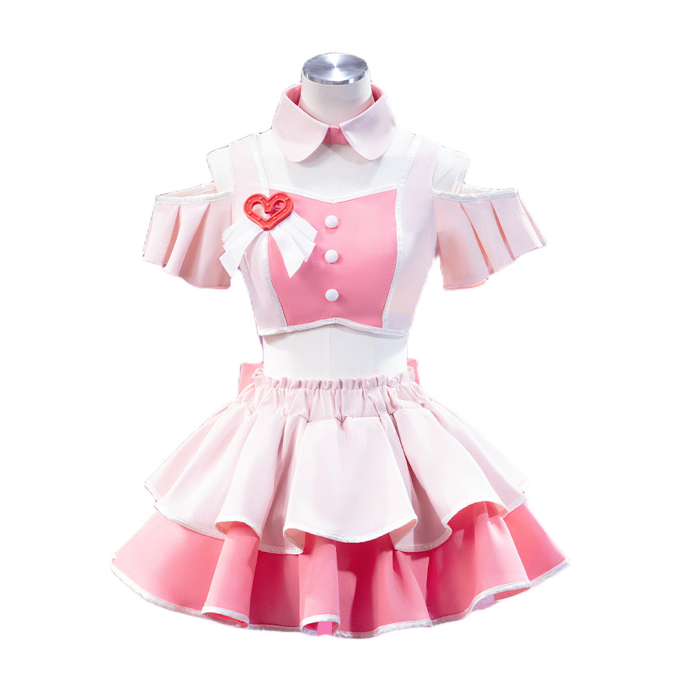 【Size S-2XL】DokiDoki-R Game Cosplay 4.5th Anniversary Costume White Pink Dress Cute Lolita
