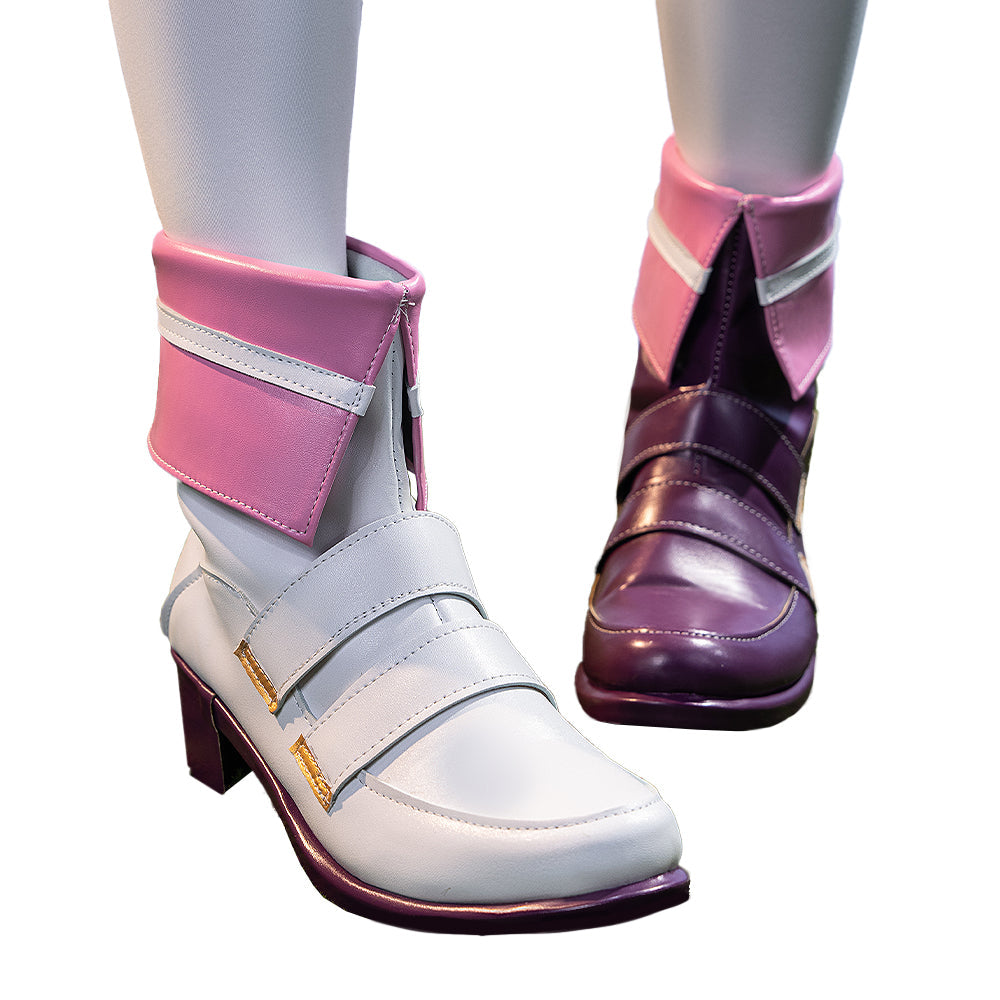 DokiDoki Game Cosplay Shoes White Purple Mid Calf Boots