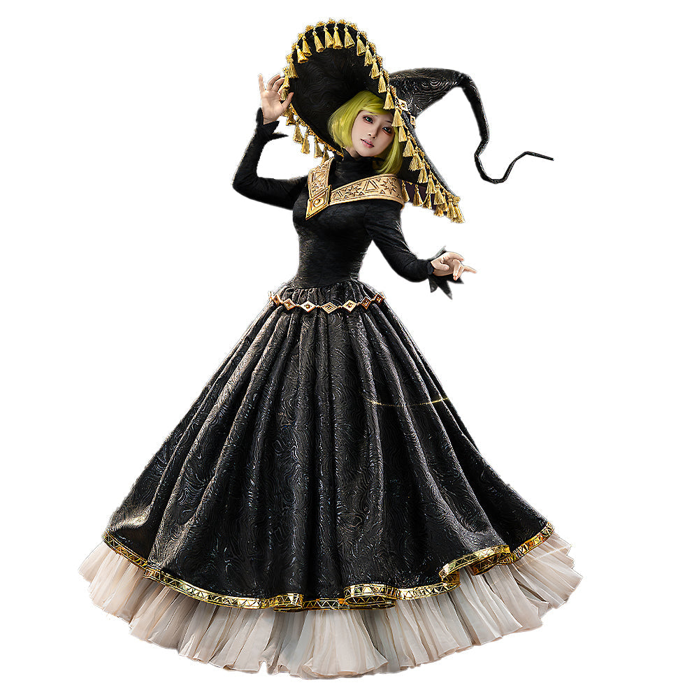 【Size S-3XL】DokiDoki-SR Manga Anime Witch Hat Atelier Cosplay Brimhat Coco Costume Black Dress With Hat Halloween Coco Brimmed Hat