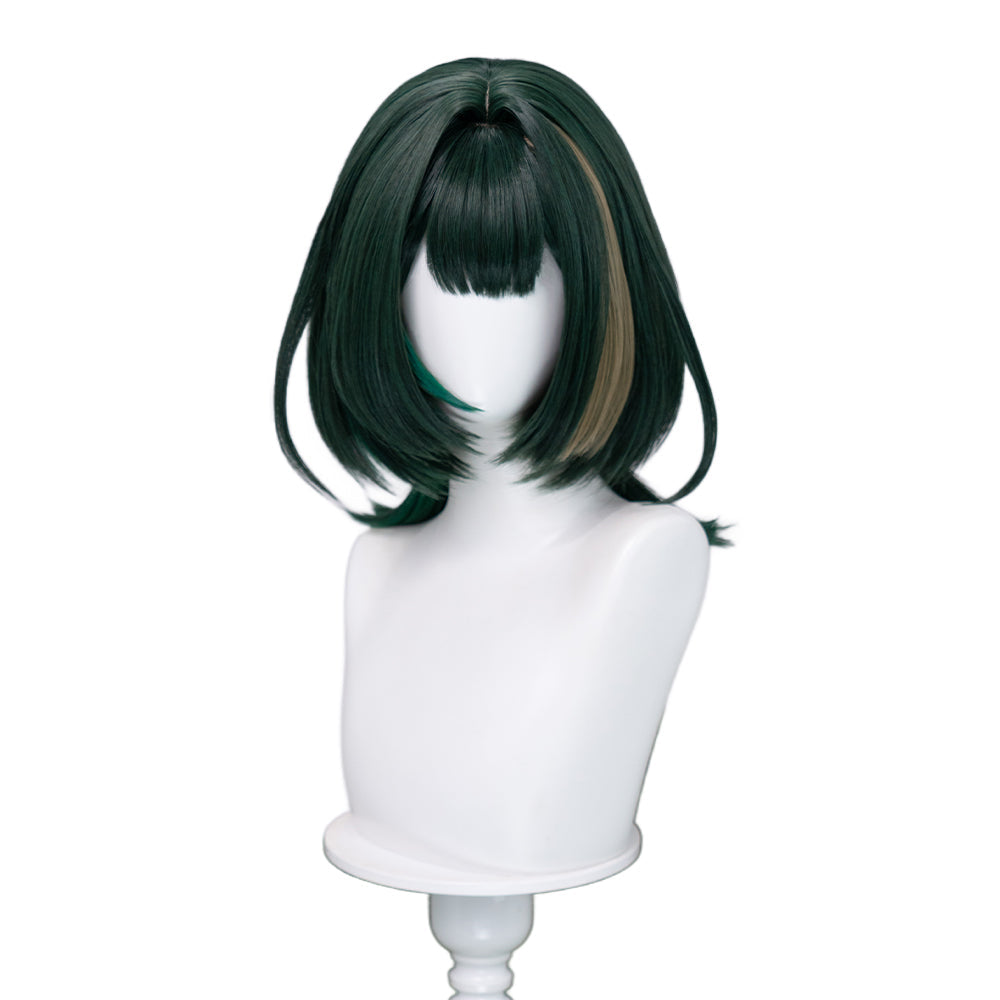【Wig Ready For Ship】DokiDoki Game Genshin Impact Cosplay Nefer Wig / Head Accessory Short Green Highlight Hair Song of the Welkin Moon