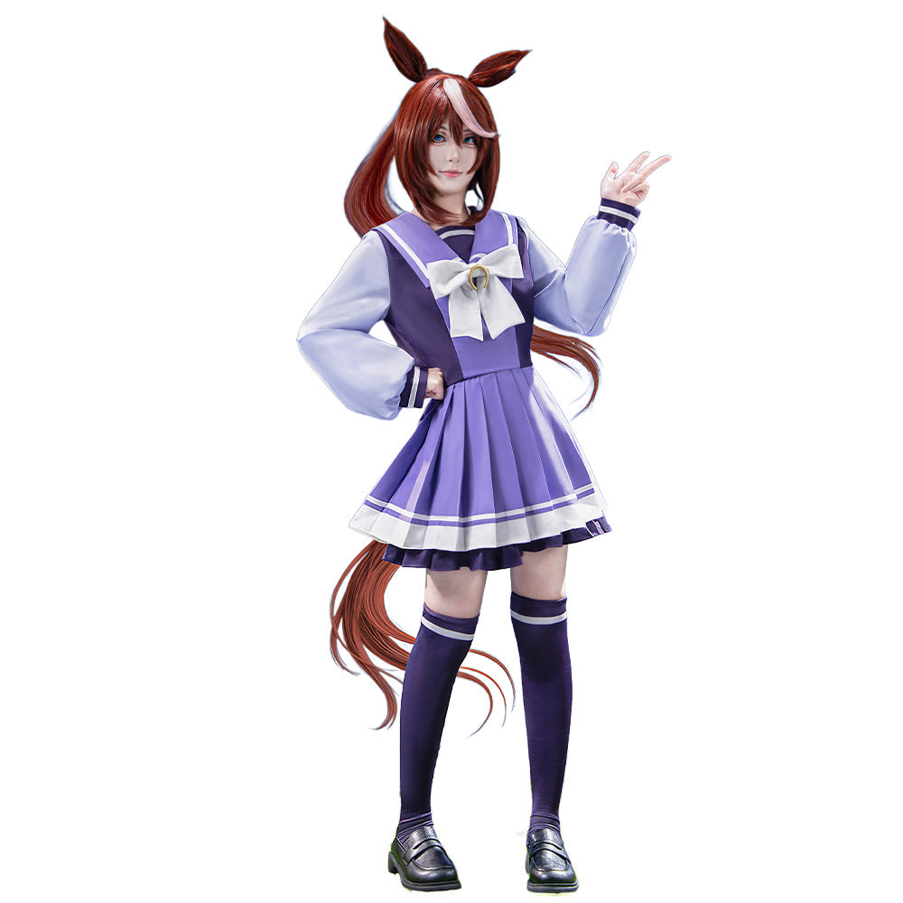 【Partially Ready For Ship】【Size XS-3XL】DokiDoki-R Game Cosplay School Uniform Costume Purple Dress