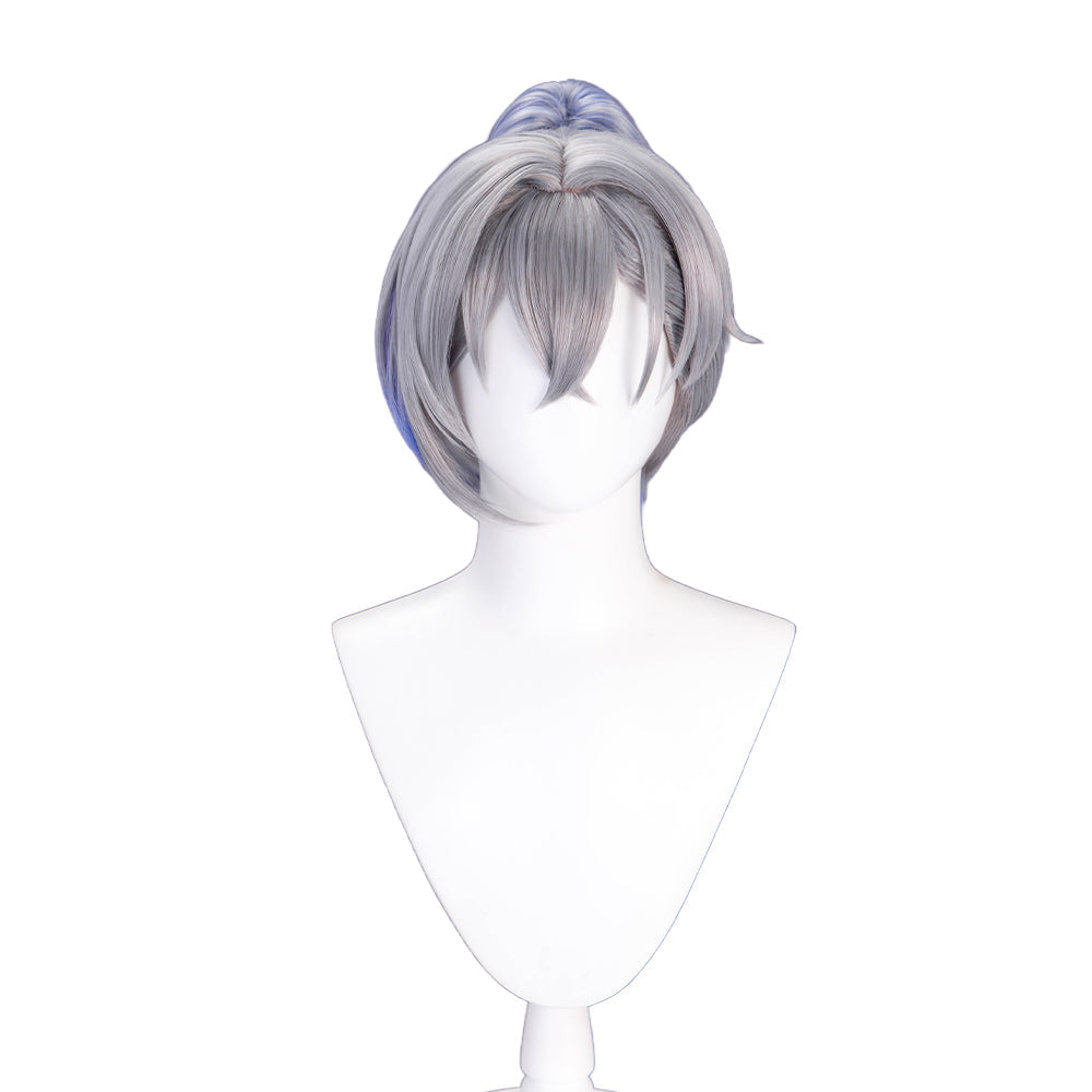 【Ready For Ship】DokiDoki Game Honkai: Star Rail Cosplay Silver Wolf / Silver Wolf LV.999 SP Wig Sliver Blue Gradient Pony Tail / Glasses / Ear Clip