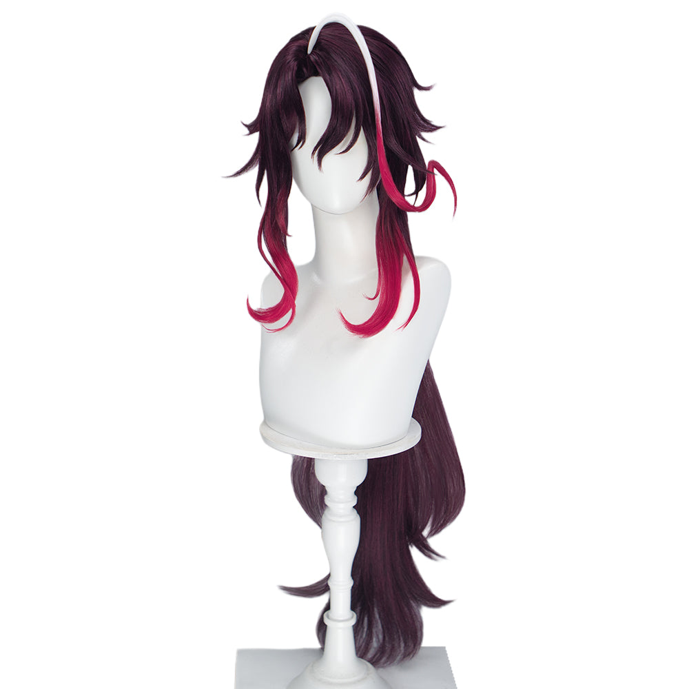 【Ready For Ship】DokiDoki Game Genshin Impact Cosplay Noy Wig Long Dark Red Gradient Hair Snezhnaya Sudden Snow