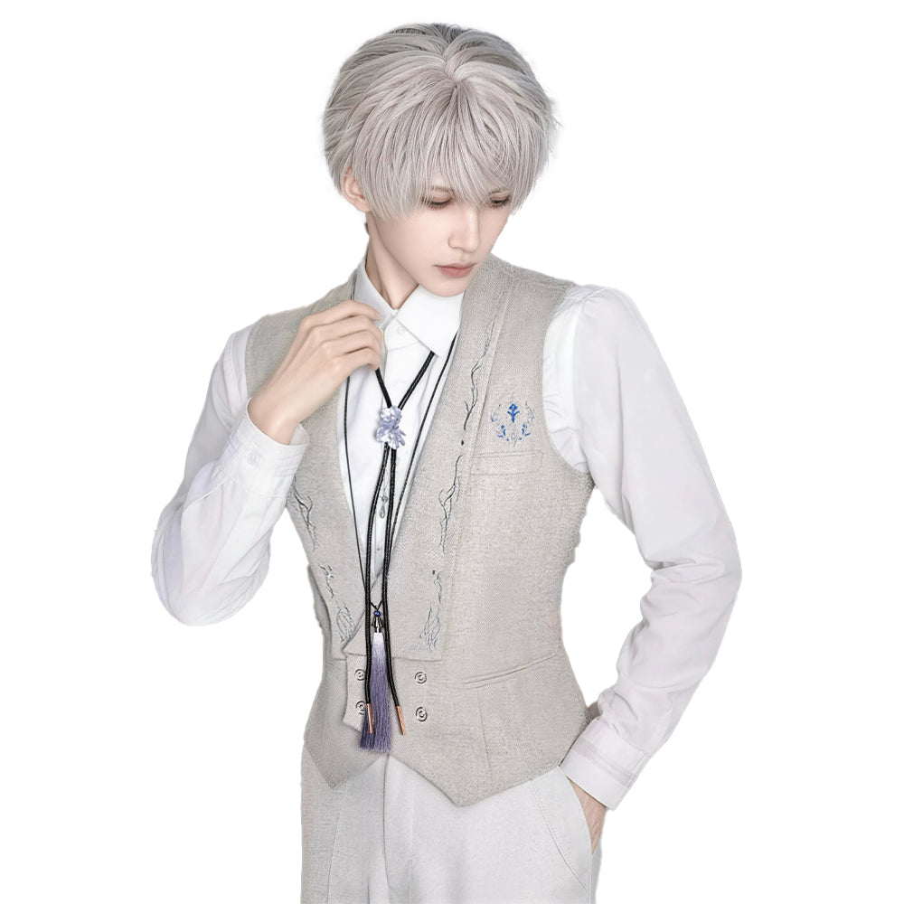 DokiDoki-R Game Love and Deepspace Cosplay Xavier Costume Silvery Polyphony Suit Top Only