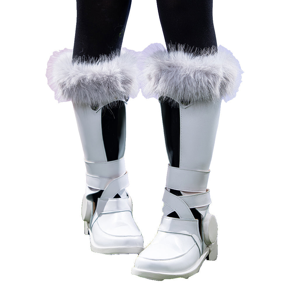 DokiDoki Anime Game Cosplay Shoes Grey Black Fur Boots