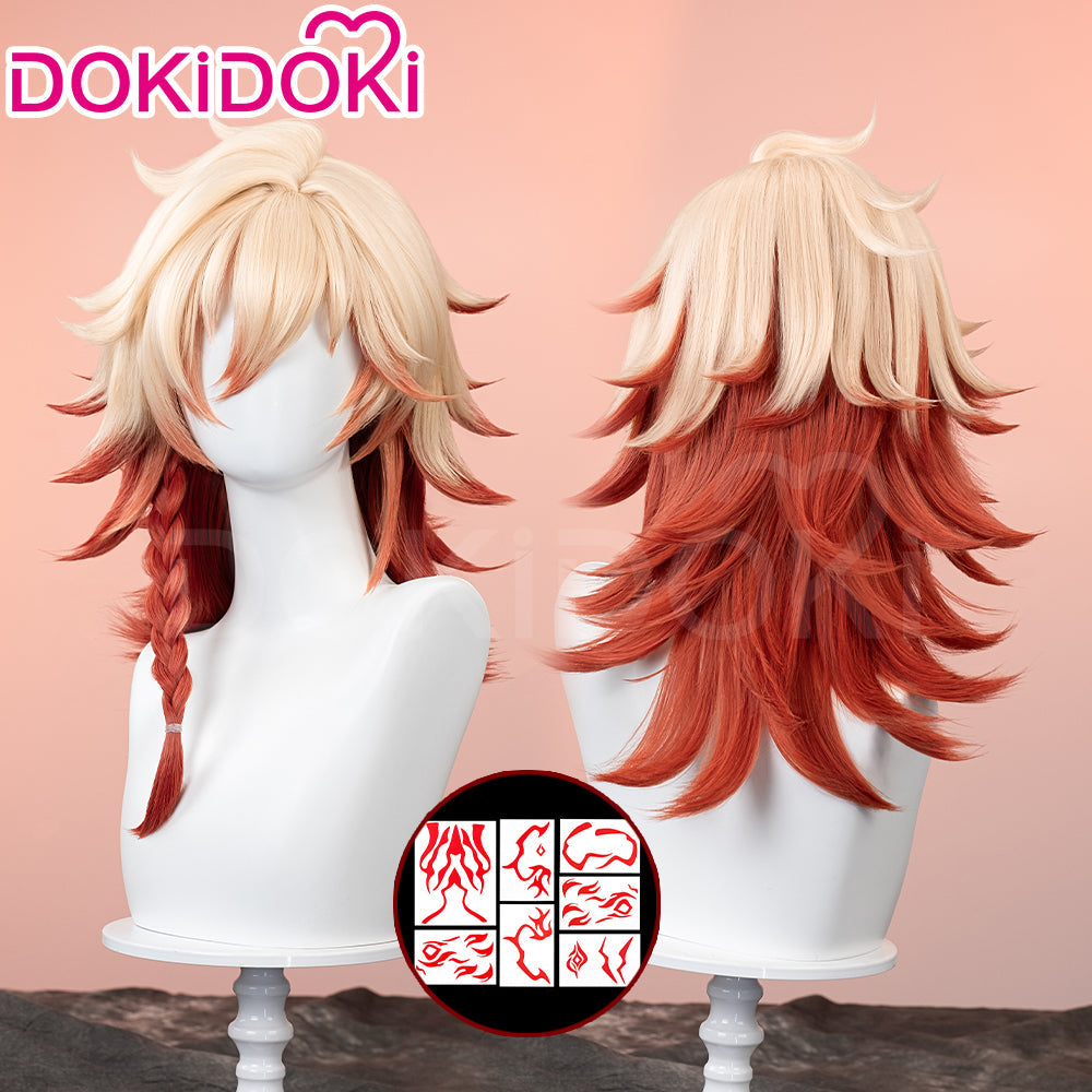 【Ready For Ship】DokiDoki Game Honkai: Star Rail Cosplay Mydei Wig / Tattoo Long Curly Golden Orange Gradient Hair