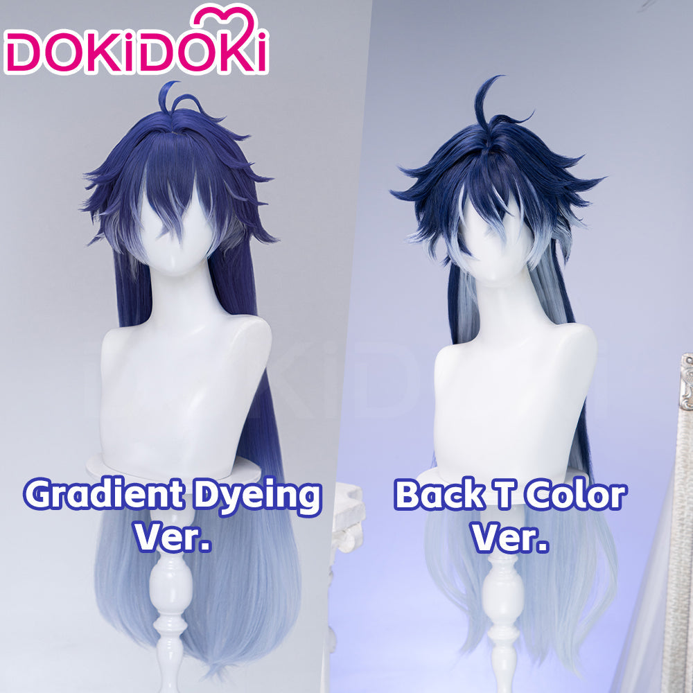 DokiDoki Game Genshin Impact Cosplay Flins Wig Long Blue Gradient Hair Song of the Welkin Moon