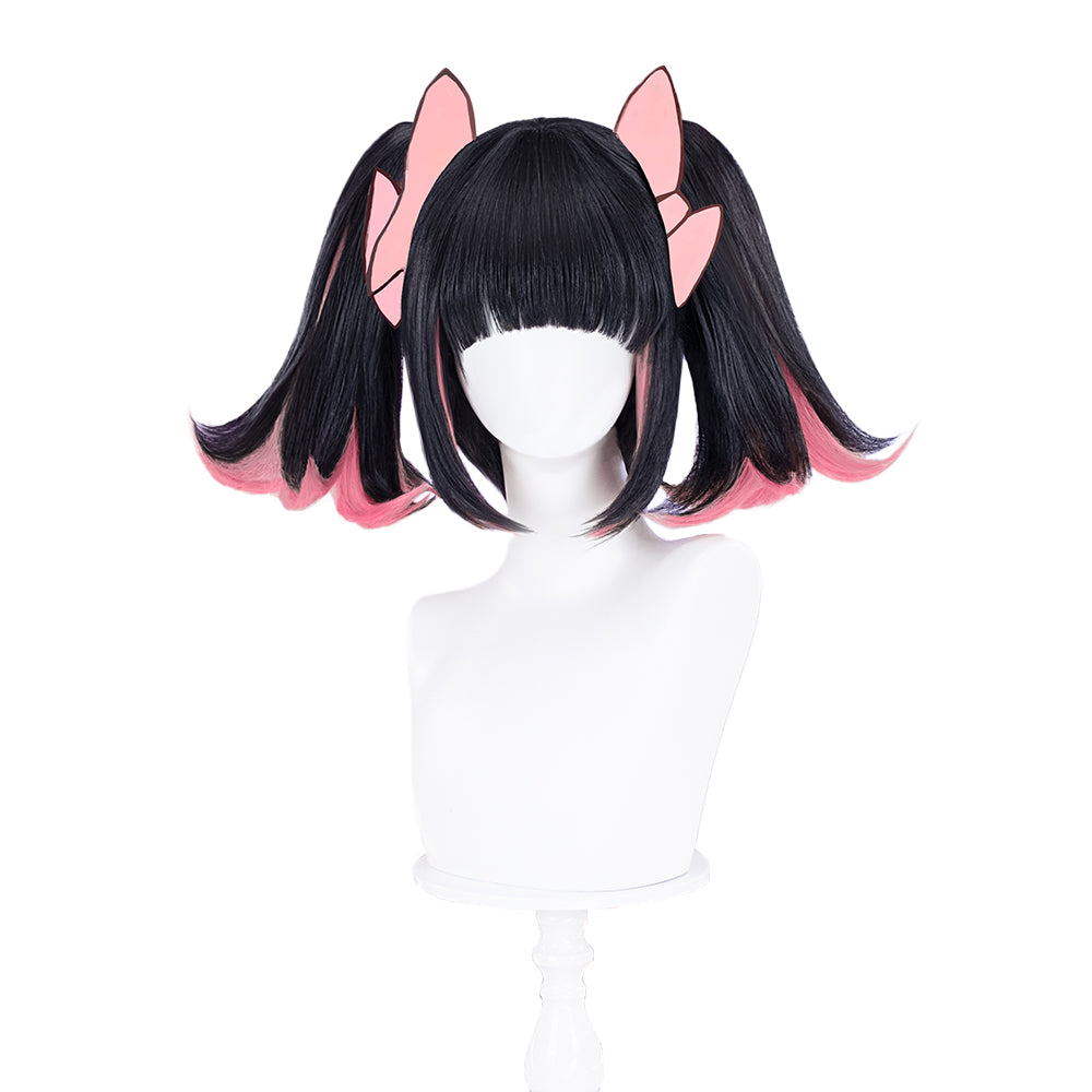 DokiDoki Game Zenless Zone Zero Cosplay Nangong Yu Wig Angels of Delusion Short Straight Black Pink Double Tail Hair  ZZZ Nan Gong Yu