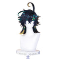 【Ready For Ship】DokiDoki Game Genshin Impact Cosplay Kinich Wig Short Black Green / Yellow Highlights Hair / Tattoo Sticker / Ear Clip / Head Accessories /  Weft Natlan