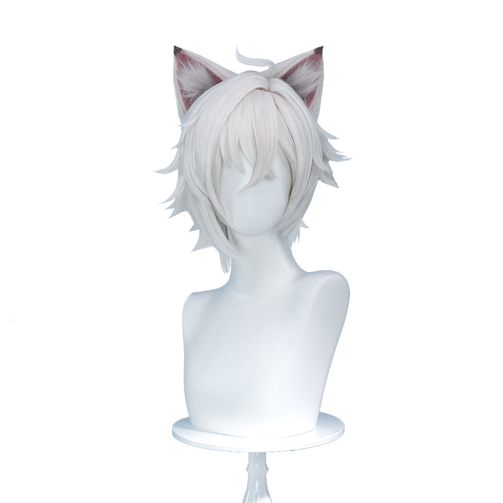 DokiDoki Game Zenless Zone Zero Cosplay Seth Lowell Wig Short Straight Silver Hair / Ear / Tail ZZZ