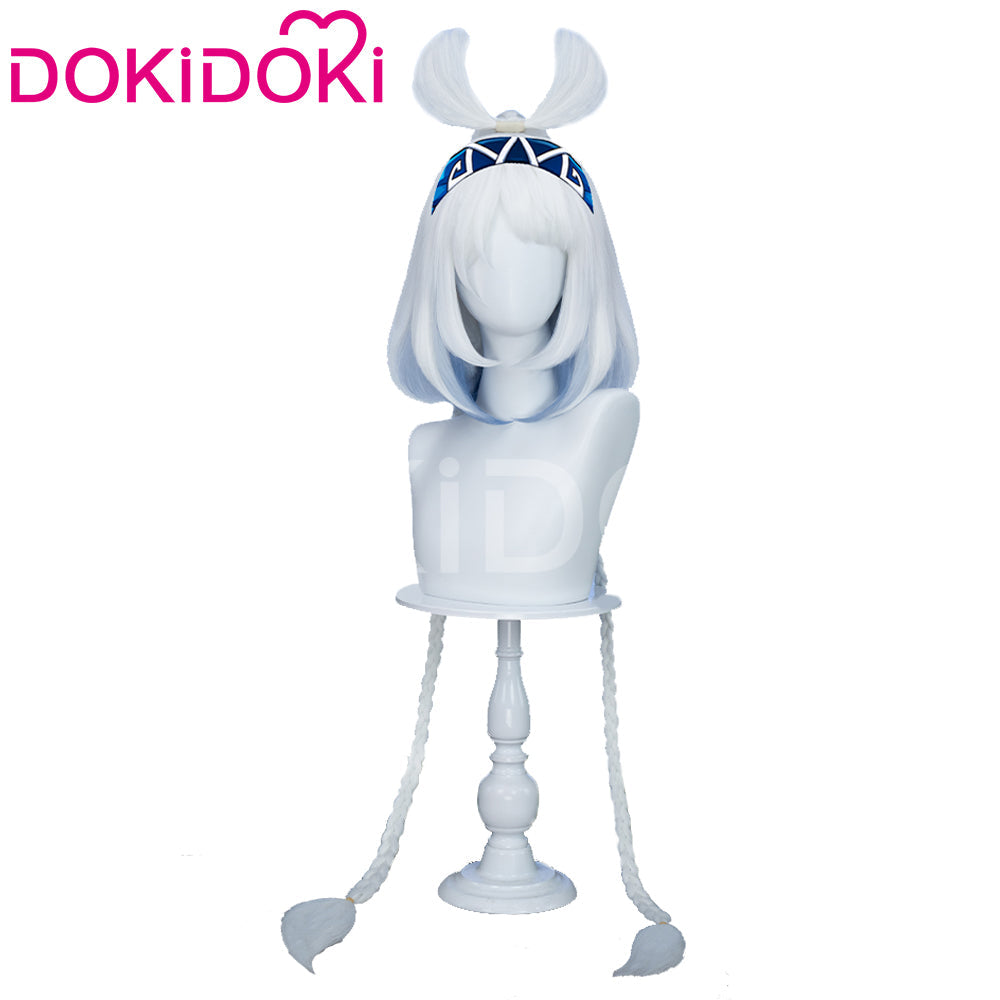 DokiDoki Game Genshin Impact Cosplay Mualani Wig / Accessories Headwear Long Straight White Blue Hair Natlan