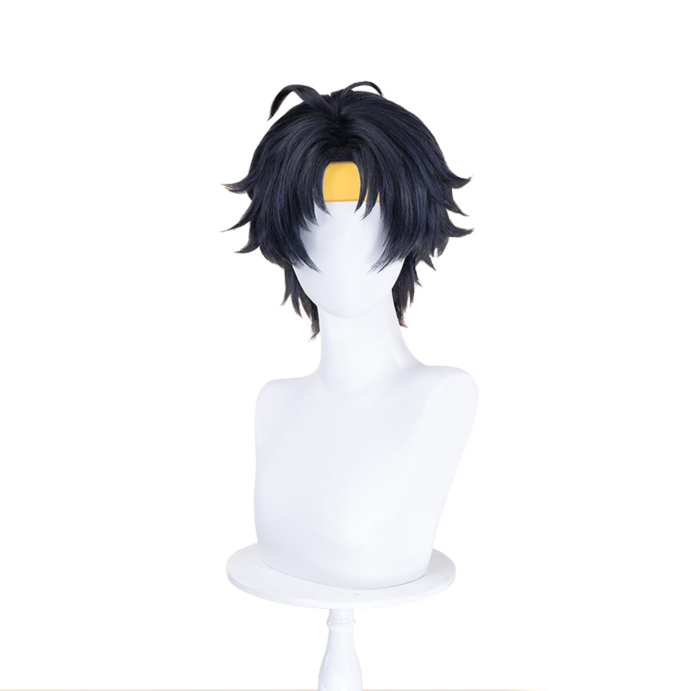 【Black Ver Ready For Ship】DokiDoki Game Zenless Zone Zero Cosplay Asaba Yuma Wig / Choker / Earring / Ear Clip Short Straight Dark Blue Hair ZZZ Harumasa