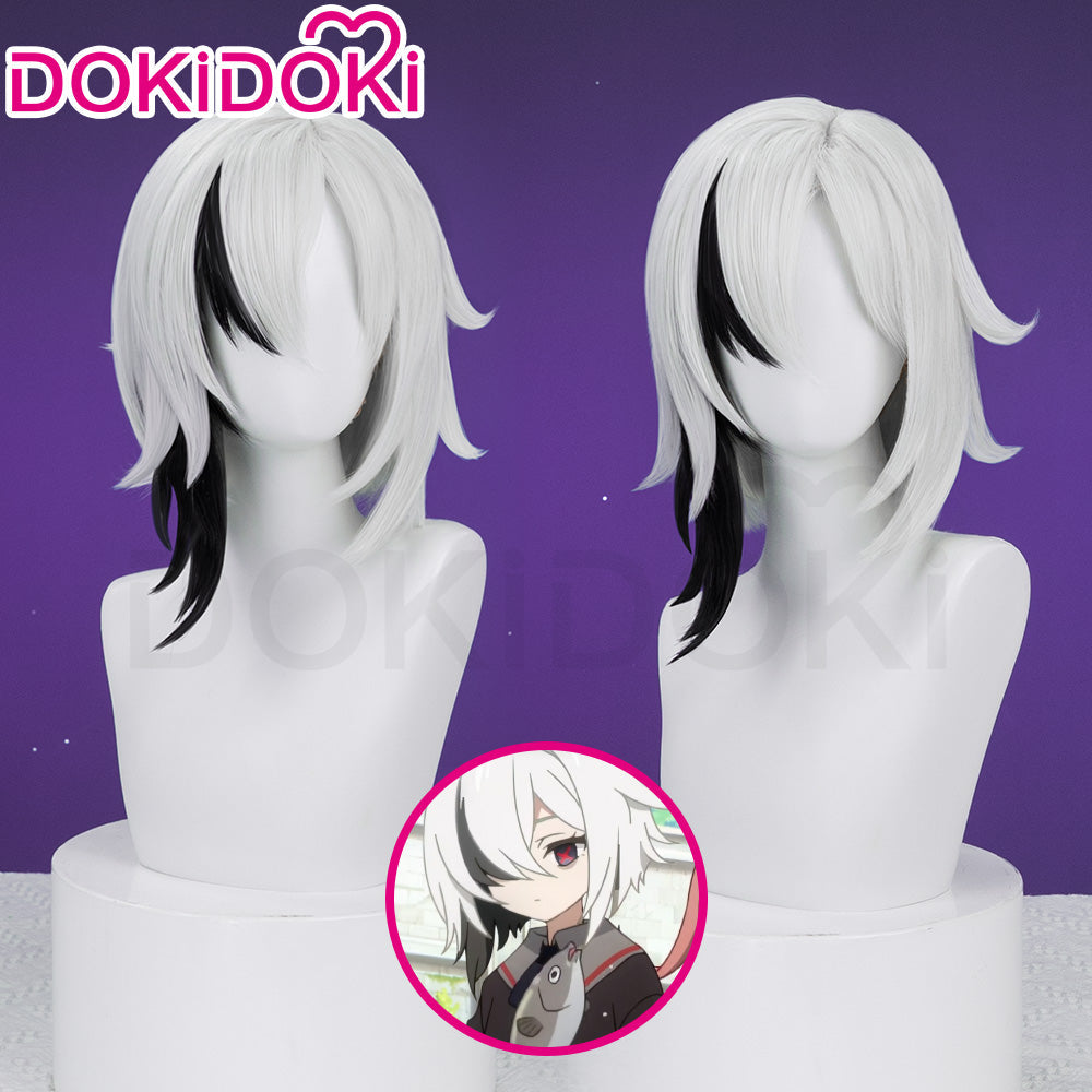 【Partially Ready For Ship】DokiDoki Game Genshin Impact Fontaine Fatui Harbinger Cosplay The Knave Arlecchino Wig Long Straight White Red Gradient Hair / Ear Clip / Wefts / Childhood Ver. / Youth Ver. / Boss Ver.