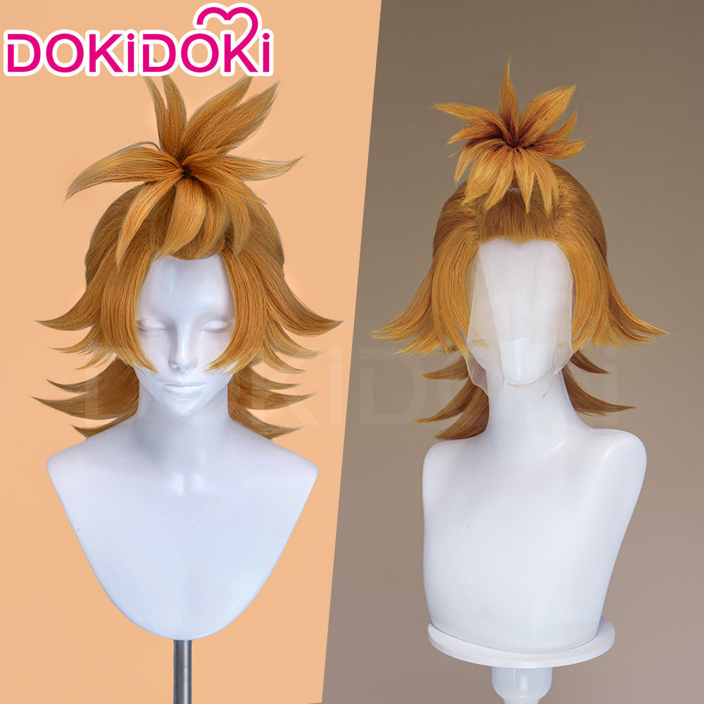 【Ready For Ship】【Front Lace】DokiDoki Anime GACHIAKUTA Cosplay Remlin Tysark Wig Long Orange Hair Upward Ponytail