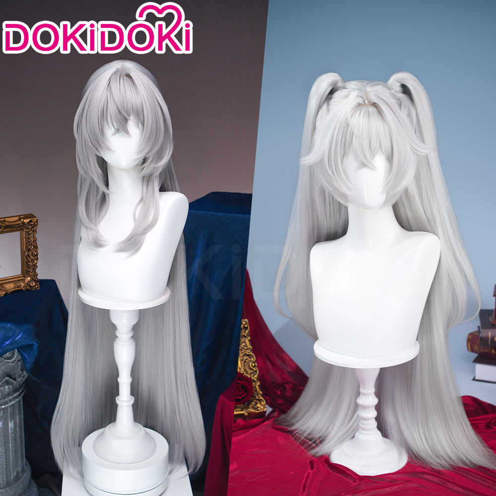【Long Ver Ready For Ship】DokiDoki Game Zenless Zone Zero Cosplay Lady Sunbringer / Lindverne Sunbringer Wig Long Straight Silver Hair Twin Tails ZZZ