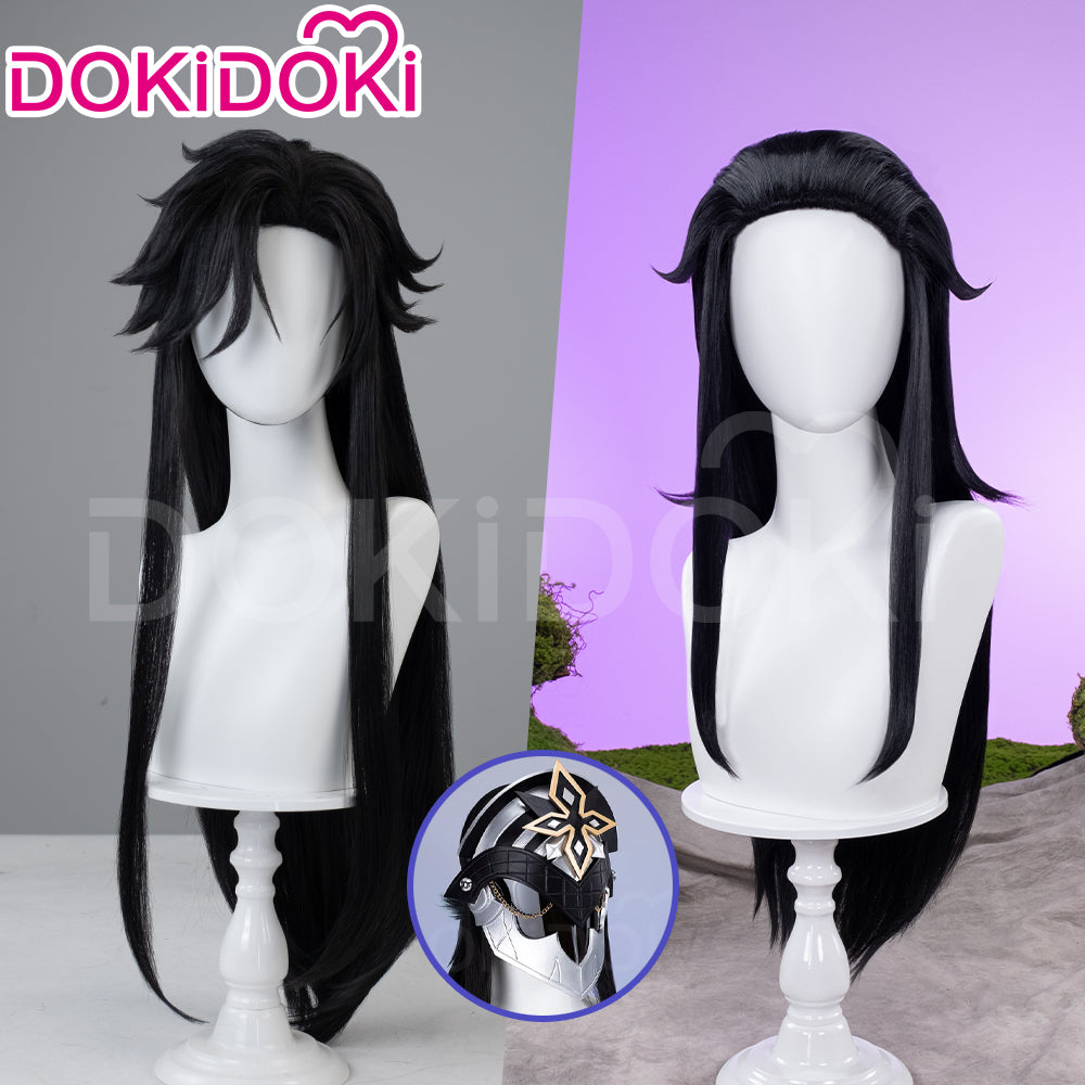 【Partially Ready For Ship】DokiDoki Game Genshin Impact Capitano Cosplay Wig / Mask Long Straight Red Hair Natlan The Captain