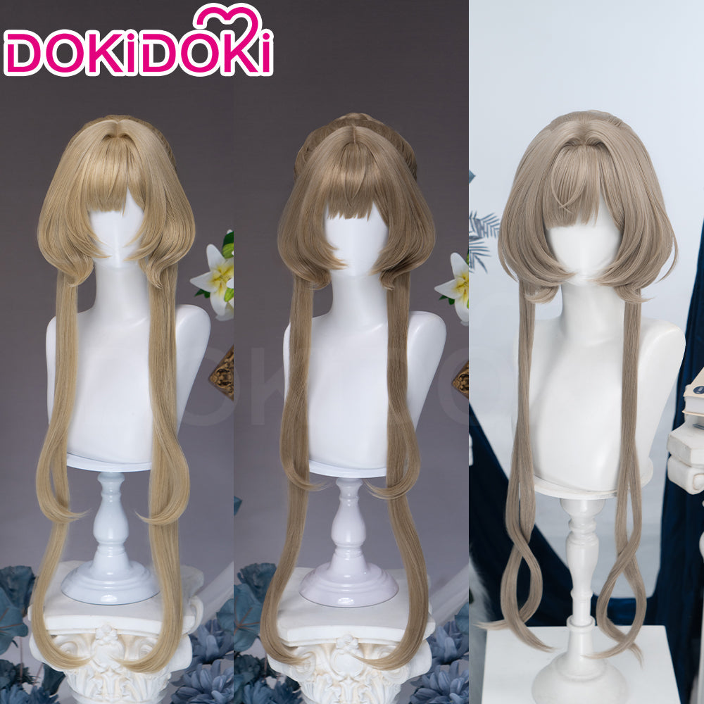 【Partially Ready For Ship】DokiDoki Game Genshin Impact Cosplay Sandrone Wig Long Straight Brown Grey Hair Marionette Song of the Welkin Moon
