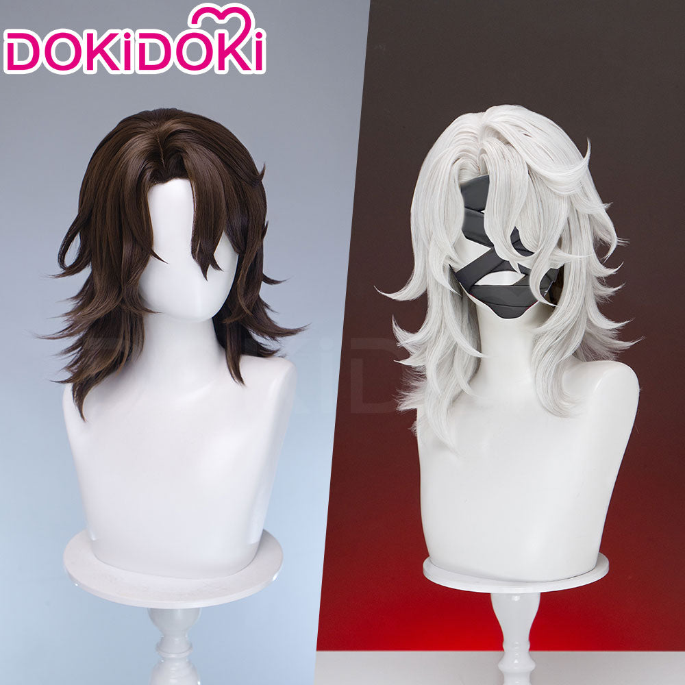【Ready For Ship】DokiDoki Game Genshin Impact Cosplay Rerir Wig Long Curly White / Dark Hair Racher of Solnari