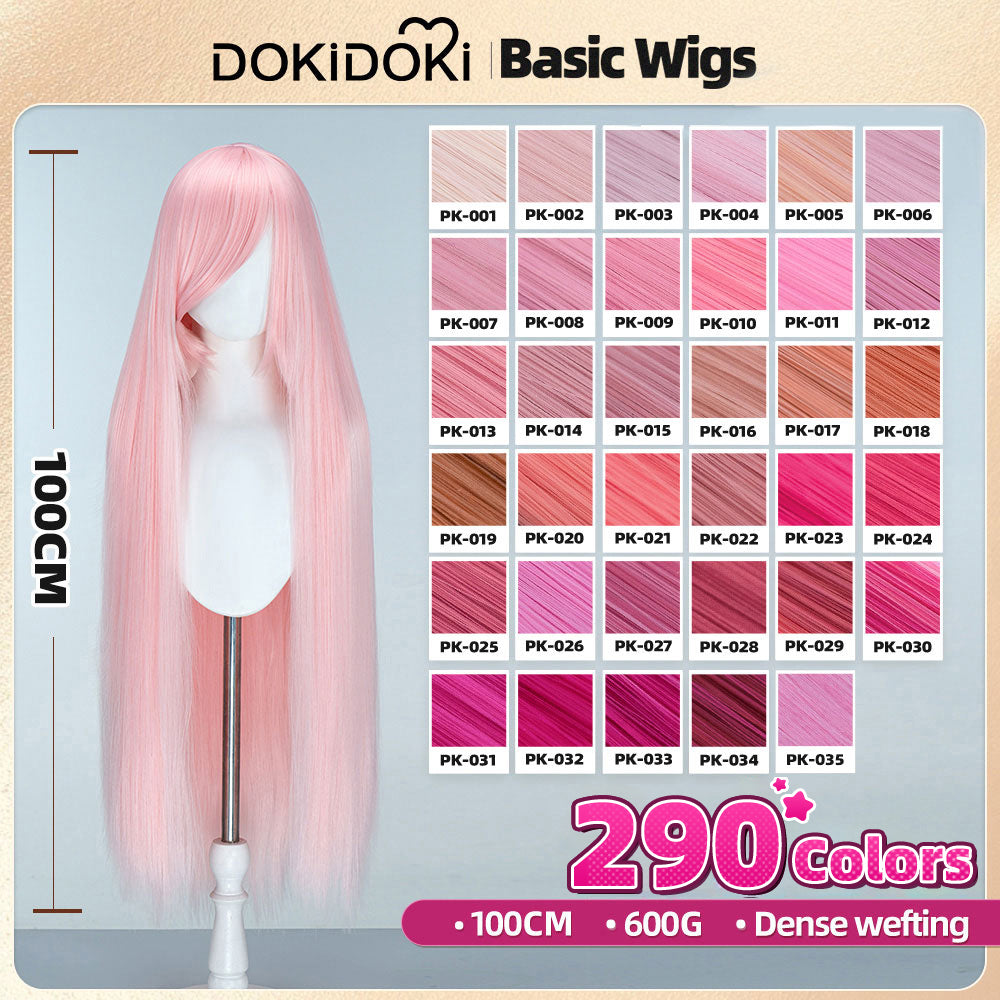 【Ready For Ship】【Pink】DokiDoki Cosplay Wig Basic Wig Long Straight Pink 100 CM Hair Wig Base